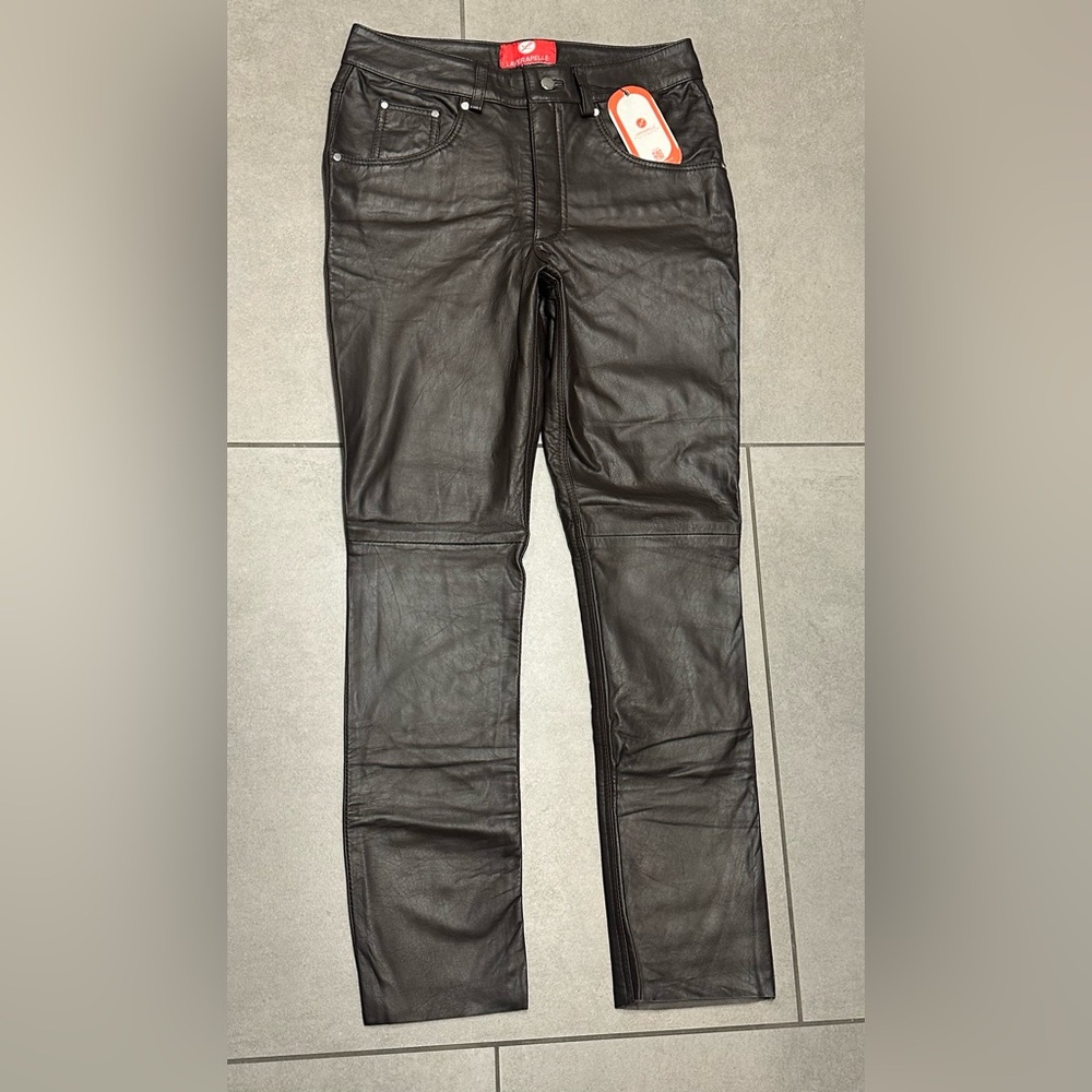 Men’s Laverapelle Genuine Lambskin Leather Pants Brown 30 Straight 5 Pocket NWT